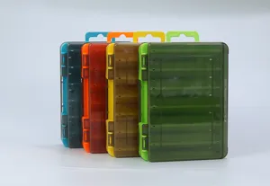 Scatola da pesca bifacciale multikolore contenitore in plastica per esche con gancio per appendere.