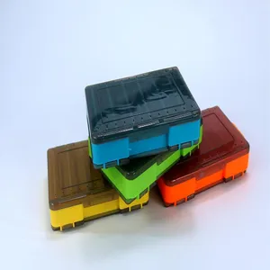 Scatola per esche da pesca bifacciale colorata, organizer per jig in plastica.