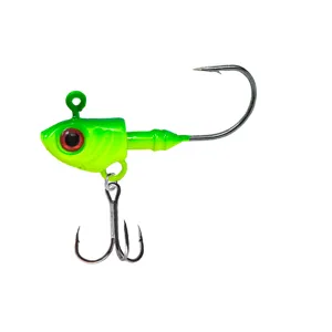 Fishing lure jig head with red eye and sharp treble hook for sea and freshwater fishing