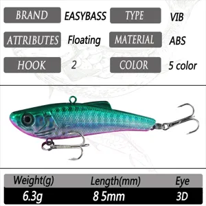 VIB Angelköder Hartköder schwimmend ABS Kunststoff 85mm 6.3g 3D Augen 5 Farben Süßwasser