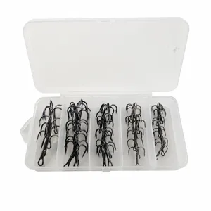 High Carbon Steel Treble Fishing Hooks Sharp Barbed Strong Anchor Hooks Saltwater Freshwater Fishing Tackle Accessories
