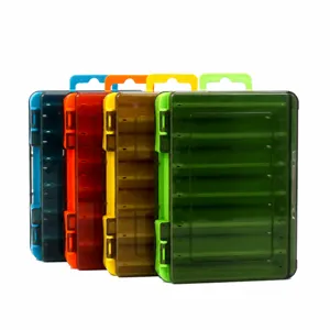 Scatola per Esche da Pesca in Plastica Bifacciale Coperchi Trasparenti a Doppia Apertura Custodia di Immagazzinaggio per Jig di Calamaro Gambero di Legno Attrezzatura da Pesca