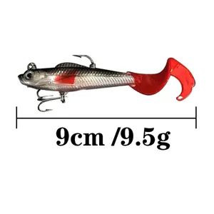 T-Schwanz weicher Angelköder mit Bleikopf, 9cm 9.5g realistischer Köder für Barsch und Meeresfisch.
