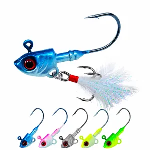 Lead Alloy Fishing Jig Head Lure 3D Bionic Fish Eyes Simulation Design Saltwater Soft Bait Hook Outdoor Fishing Tackle