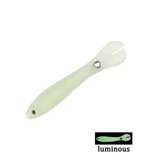 Glow in the dark soft fishing lure bionic loach bait with metal eyelets and tail slot for anglers.