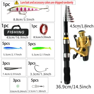Portable telescopic fishing rod reel lure set full tackle kit with bag and accessories