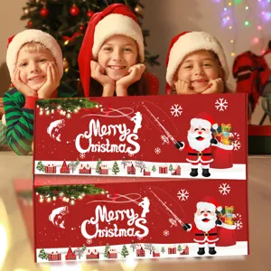 Χριστουγεννιάτικο σετ αλιείας κουτί δώρου με γιορτινό σχεδιασμό, τέλειο για ψάρεμα.