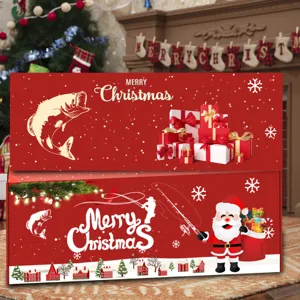 Christmas fishing rod packaging box festive design holiday theme tackle display detail