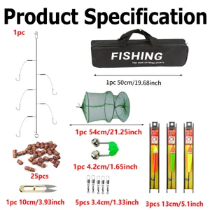 Komplettes Meeresangelruten-Zubehoerset mit strapazierfaehiger Tasche und Netzen fuer Angler.