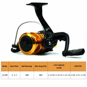 Spinning fishing reel JL200 5.2:1 gear ratio 3BB bearing saltwater freshwater tackle
