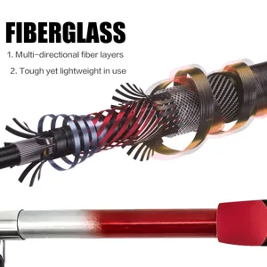 Detailansicht der mehrschichtigen Glasfaser-Angelrute mit robustem und leichtem Design.