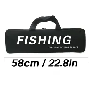 Tragbare schwarze Angelrute Tasche mit Reissverschluss, 58cm Angeltasche Aufbewahrung.