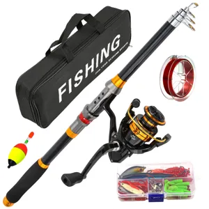 Carbon Fiber Telescopic Fishing Rod And Reel Combo Full Kit With Carry Bag Lures Lines Floats Sea Fishing Gear Set