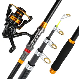 Professional fishing rod and spinning reel set with 5.2:1 gear ratio, durable telescopic design.