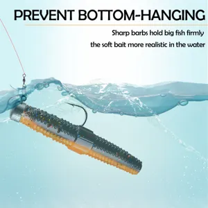 Soft plastic tube fishing bait detail, realistic underwater design and anti-snag feature.