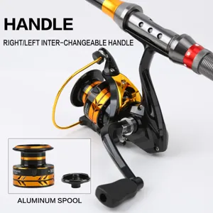 Fishing reel spinning wheel with aluminum spool, left right interchangeable handle gear ratio 5.2:1