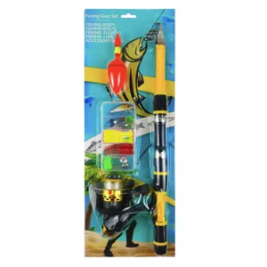 1.8M Caña de Pescar Telescópica Carrete Set Señuelos Kit Completo para Niños Adultos
