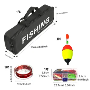 Fishing gear set with bag fishing line float and tackle box for outdoor fishing activities