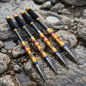 Canne à pêche télescopique en fibre de carbone pour le voyage et la pêche en mer