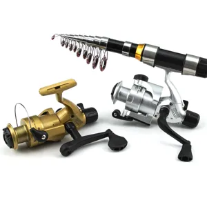 Portable telescopic fishing rod and reel combo detailed view for sea fishing gear.