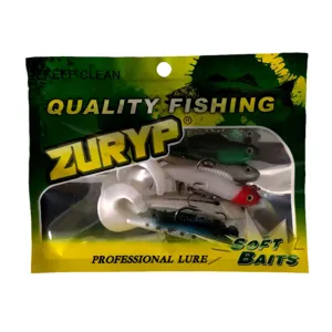 Verpackter weicher Angelköder mit bleibeschwertem Fisch und Schwanz, ideal zum Meeresangeln.