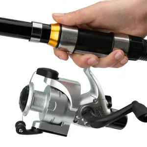 Portable spinning fishing rod and reel combo set detail view, lightweight design.