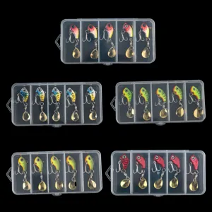 Metall VIB Vibrations Angelköder Set Mit Rotierenden Pailletten Transparente Box Süßwasser Salzwasser Köder Kit