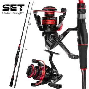 Carrete de pesca de spinning y juego de caña de 2 secciones detalles y especificaciones