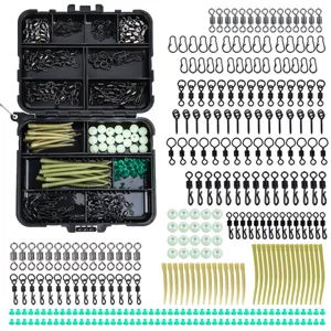 Carp Fishing Accessories Kit with Plastic Storage Container Swivels Beads Tubes Terminal Tackle for Outdoor Angling