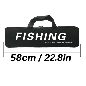 Portable black fishing rod bag with handle and zipper, durable tackle storage case for travel.