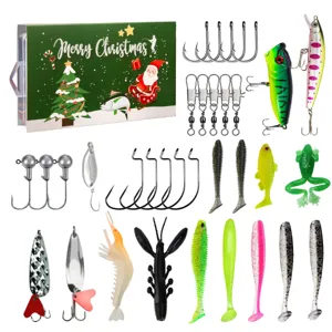 Weihnachts Angelköder Set mit verschiedenen Ködern Haken und Geschenkbox für Angler