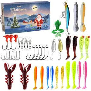 Weihnachts Angelköder Adventskalender Geschenkset mit verschiedenen Ködern zum Angeln.