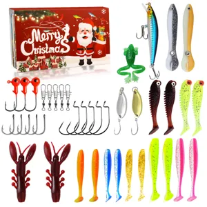 Weihnachten Angelköder Adventskalender Box Set Sortierte Köder Haken Angelgeräte Set Geschenk Für Angler