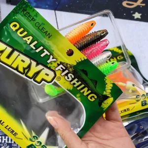 Kit di esche da pesca morbide colorate grubs scanalati per pesca a trota e persico dettaglio