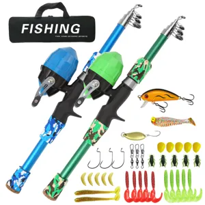 Portable Telescopic Fishing Rod Reel Combo Full Set With Lures Baits Hooks Carrier Bag Outdoor Travel Fishing Gear