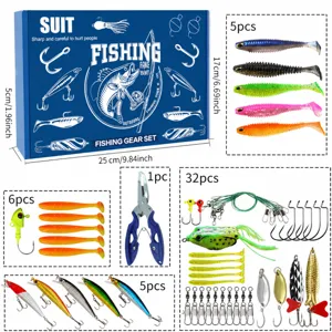 Kit di esche da pesca con scatola esche morbide dure ami pinze accessori da pesca