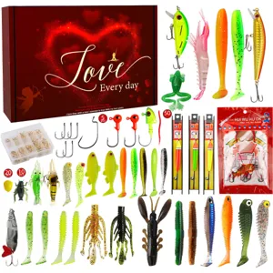 Kit completo di esche da pesca con artificiali morbidi ami e scatola per la pesca al persico