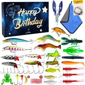 Set di Esche da Pesca Professionale Kit Completo per Trota e Persico con Scatola e Utensili