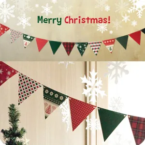 Paper Christmas Banner Triangle Flag Bunting Garland For Holiday Party Shopping Mall School Home Wall Hanging Decoration
