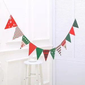 Christmas decoration bunting flags festive hanging triangular banners for party mall school decor.