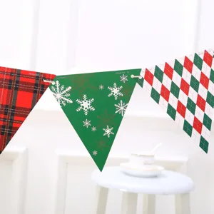 Christmas triangular flag bunting garland hanging decoration for holiday party home school decor