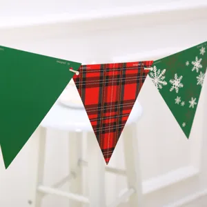 Christmas decorative bunting banner flags hanging triangle flags for party mall school decor