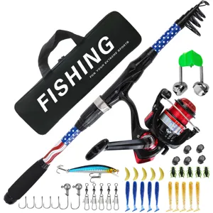 Tragbare Teleskop-Angelrute Set mit Spinnrolle und Angelzubehör Kit für Outdoor Angeln.