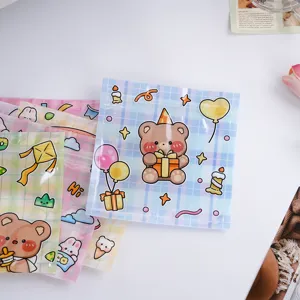 Cute cartoon bear ziplock bag for snacks candy, clear plastic seal packaging pouch