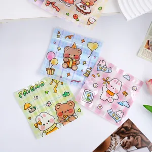 Cute cartoon self-sealing bags with bear and rabbit designs, perfect for snack packaging details.