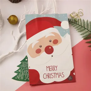 Christmas paper gift bag with cute Santa Claus design, perfect for holiday wrapping and presents.