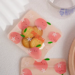 Bonita bolsa con cierre hermético y patrón de durazno para galletas, regalos y caramelos.
