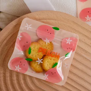 Bonita bolsa de embalaje sellable con diseño de durazno de dibujos animados para galletas y regalos.