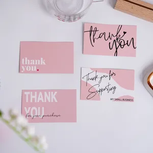 Set di cartoline di ringraziamento rosa per regali, biglietti d'auguri commerciali 30pz