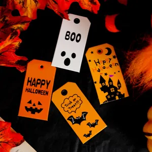 Halloween decorative paper tags gift tags set with ghost pumpkin castle bat designs for DIY